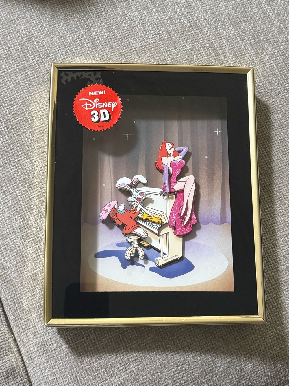 Disney 3D Jessica Rabbit & Roger Rabbit Framed Art - Pink, Red, White, Gold